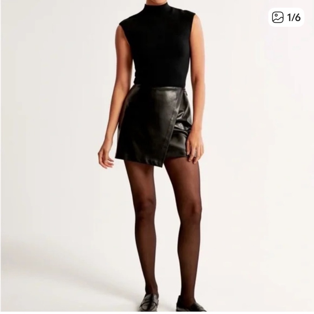 Abercrombie & Fitch Black Faux Leather Mini Skirt